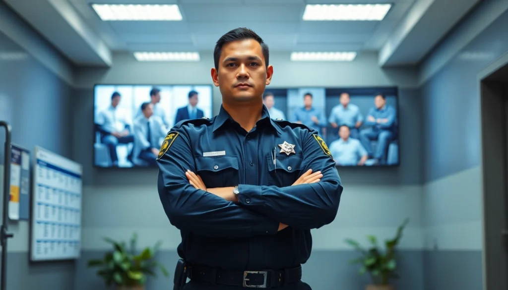Find inmates easily with whos in jail oc, featuring a law enforcement officer in a modern jail.
