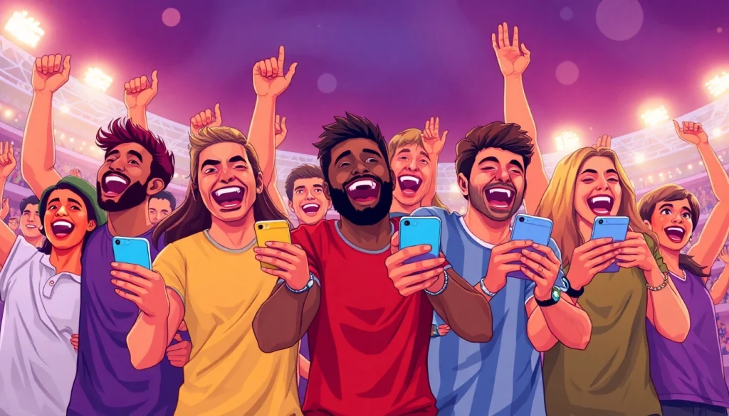 Celebrate judi bola terpercaya with fans engaging in online betting at Bolabosku.