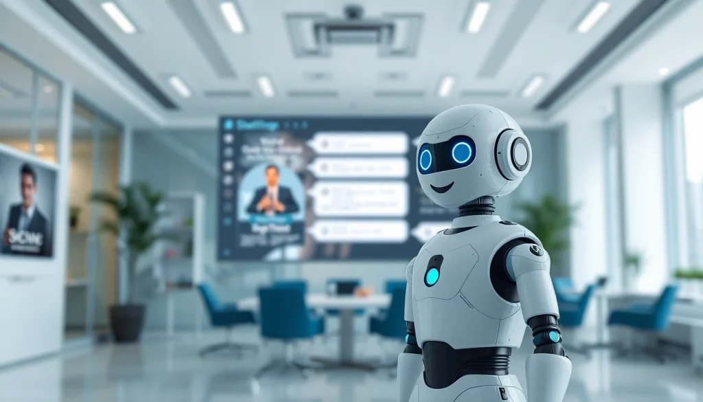 Engage with an AI chatbot for website in a modern office, showcasing user interactions.