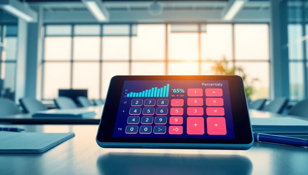 Calculate percentages efficiently with the Percentage Calculator on a modern digital device in a professional setting.