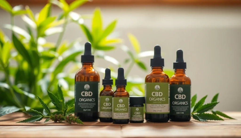 Showcase premium cbd organics products in a serene wellness setting, highlighting natural elements.