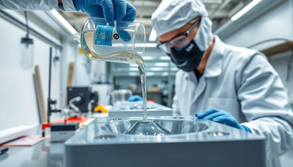 Technician applying infusion resins in a well-lit laboratory for high-performance composites.
