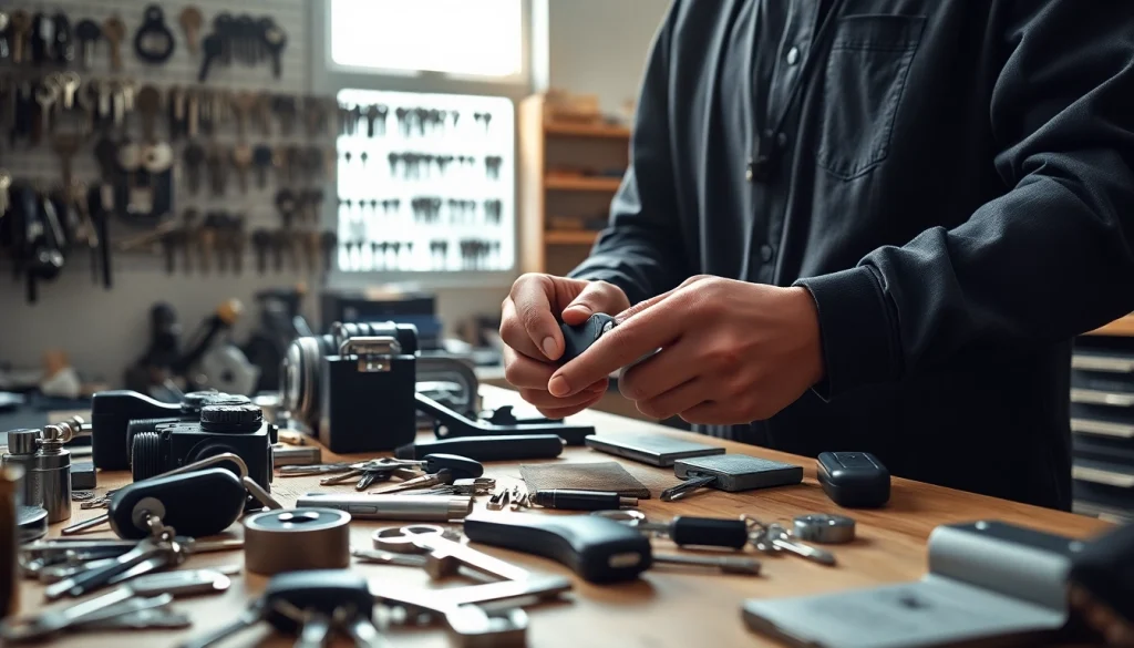 Creating a replacement for Lost Car Keys in a locksmith's workshop.
