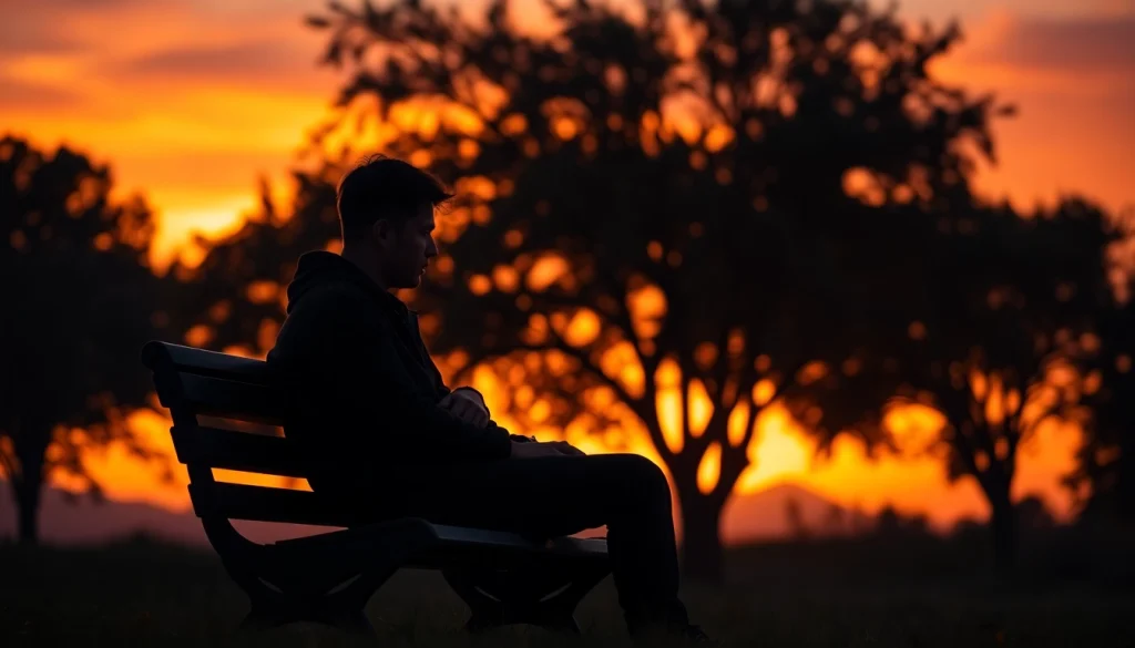 Person reflecting on feelings from a recent relationship breakup in a serene park setting.