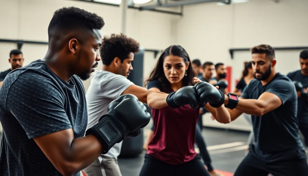 Engaging in personal protection training during a vibrant self-defense session.