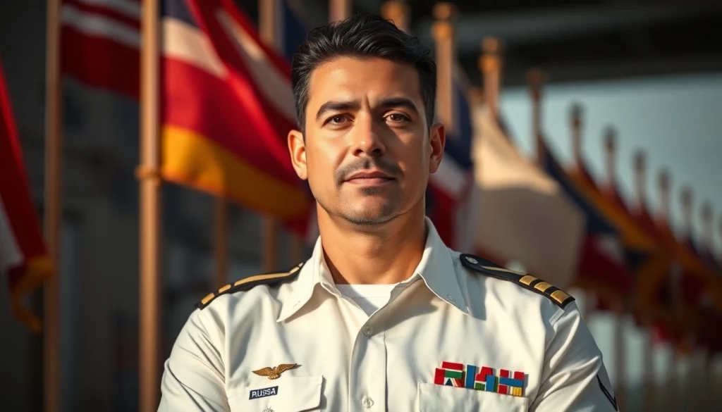 Manny Sousa stands proudly in uniform, encapsulating the essence of his memoir at https://www.mannysousabooks.com, surrounded by military honors.