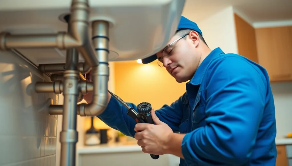 Expert plumbing services provided by a skilled plumber in a modern kitchen setting.