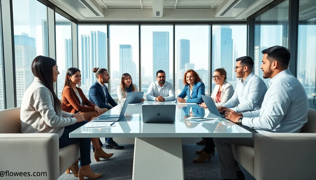 Team collaborating in a real estate investment group meeting, showcasing strategic discussions and teamwork.