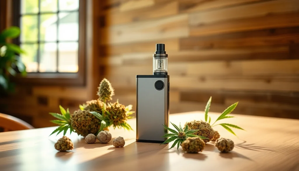 Capture the elegant puff pro vaporizer amidst an inviting setup with natural elements.