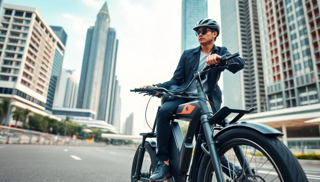 Experience the freedom of Ebike Singapore with a rider navigating the vibrant city streets.