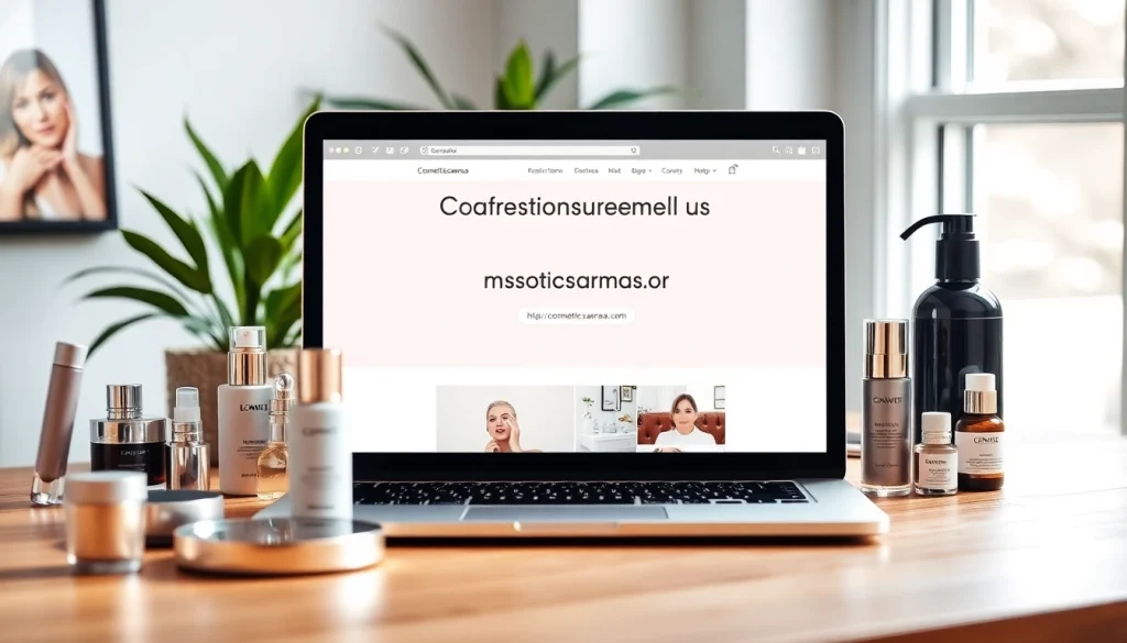 Showcasing engaging beauty content at https://cosmeticsarenas.com with vibrant skincare products and an inviting workspace.
