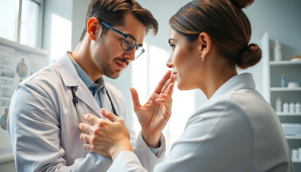 Consultation on Acne Treatment with a dermatologist and patient in a modern clinic.