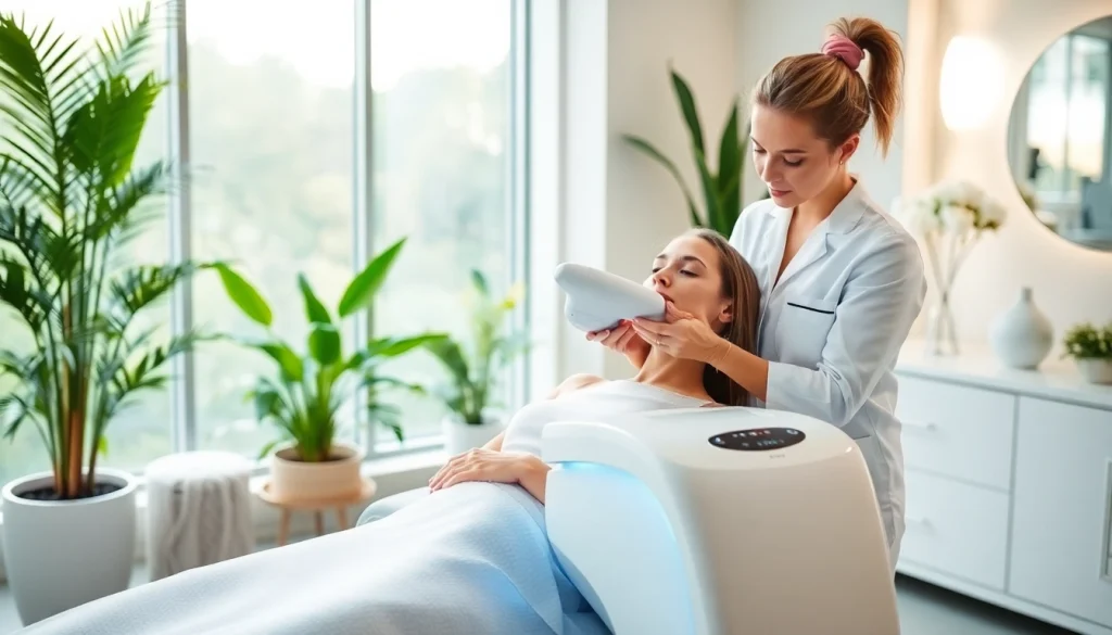 Aerolase Laser treatment in a serene spa environment featuring a professional aesthetician.
