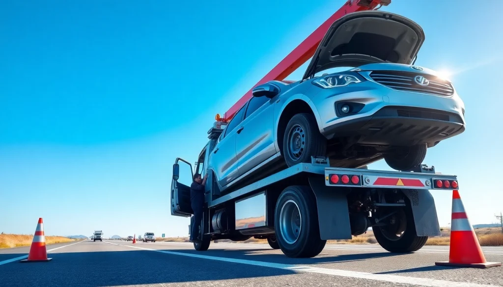 Pomoc drogowa Mikołów przy interwencji na autostradzie z uniesionym pojazdem.