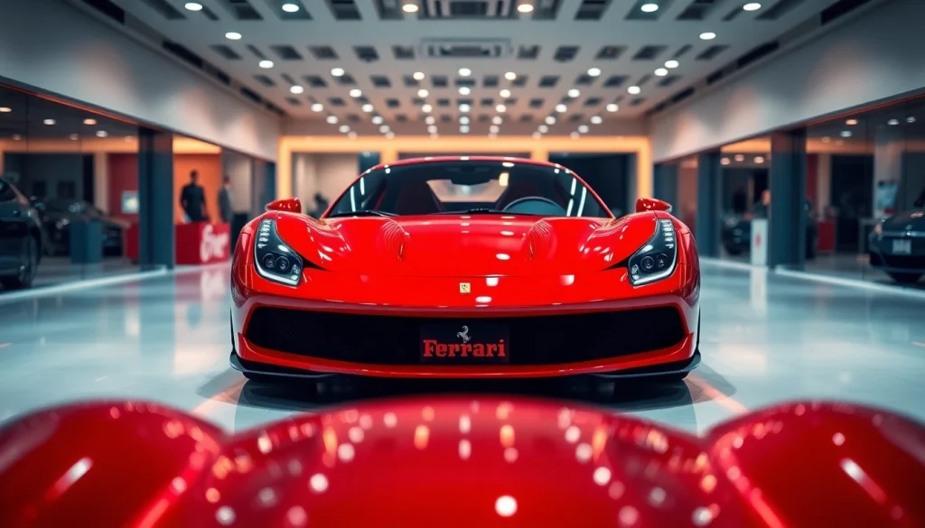 View a Certified pre-owned Ferrari Gauteng as it gleams in an upscale showroom.