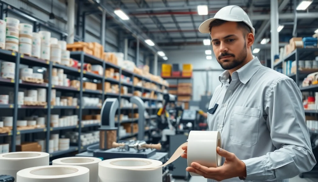Showcasing a tape manufacturer in action with high-quality adhesive tape production.