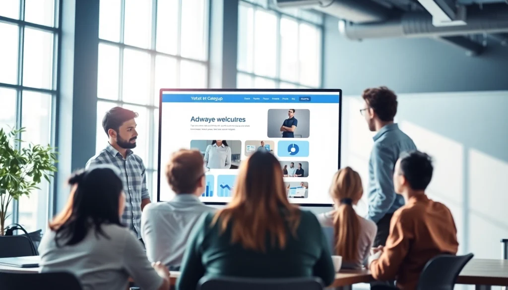 Creative team at a web design company Kansas City developing a sleek website mockup.