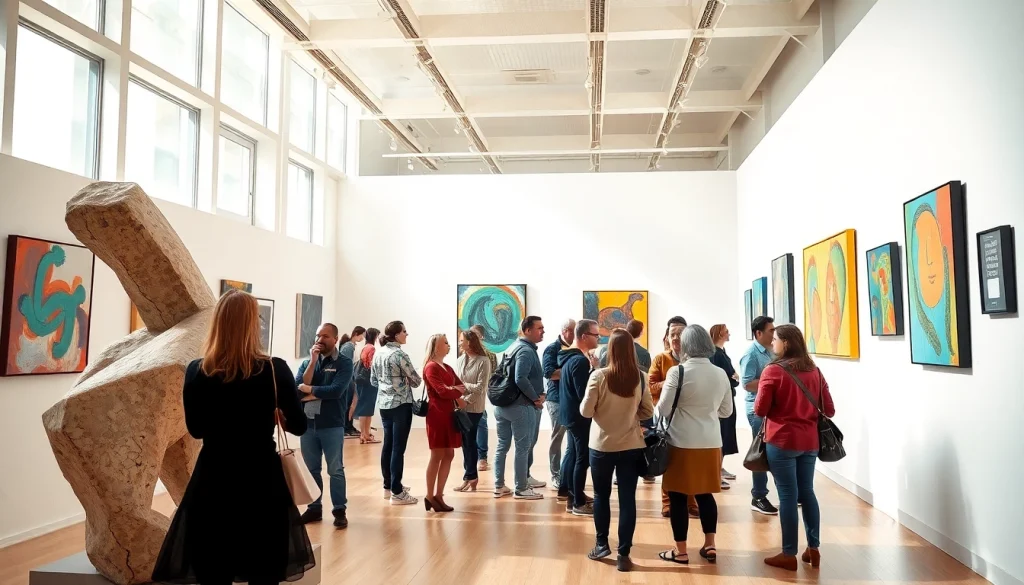 Visitors admiring artwork at the Jerusalem Art Museum, showcasing cultural heritage and creativity.