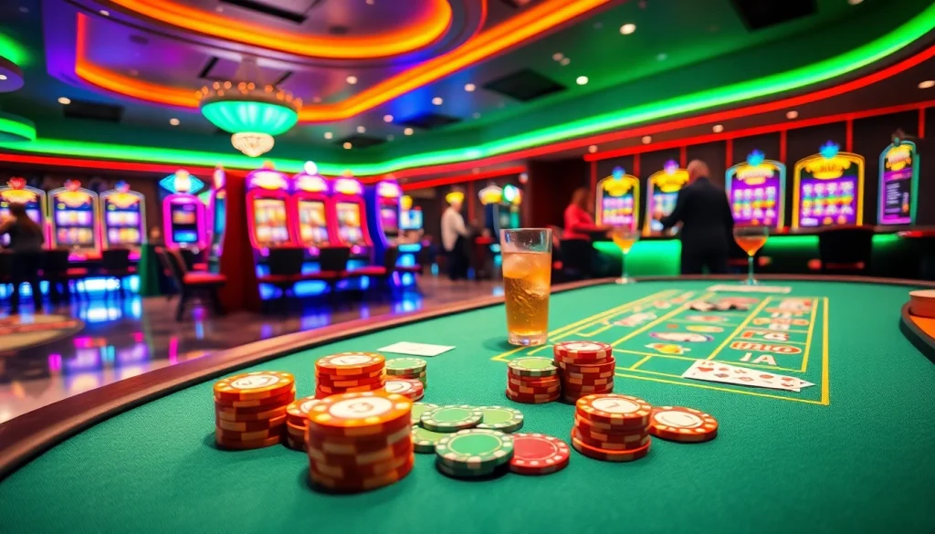 Experience the thrill of an online casino South Africa filled with gaming tables and slot machines.