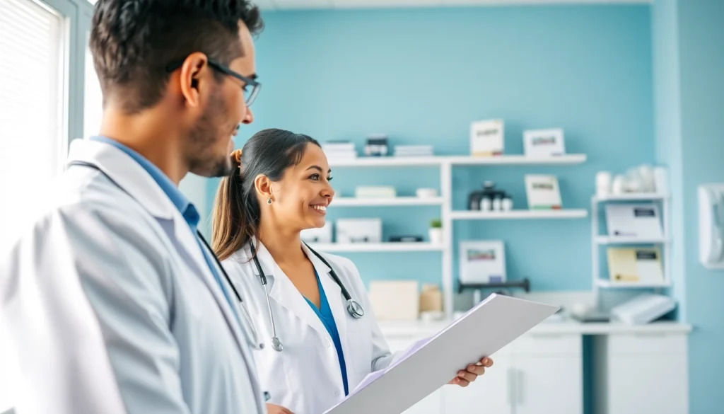 Consultation with las vegas concierge doctors in a modern clinic environment, promoting personalized healthcare.