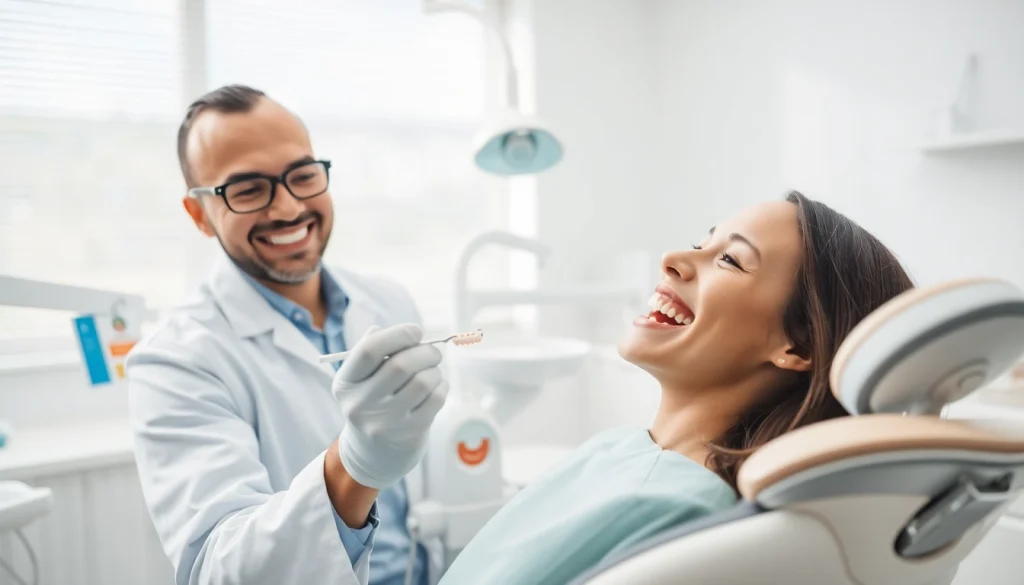 Orthodontist discussing braces cost Myrtle Beach with a patient in a modern clinic