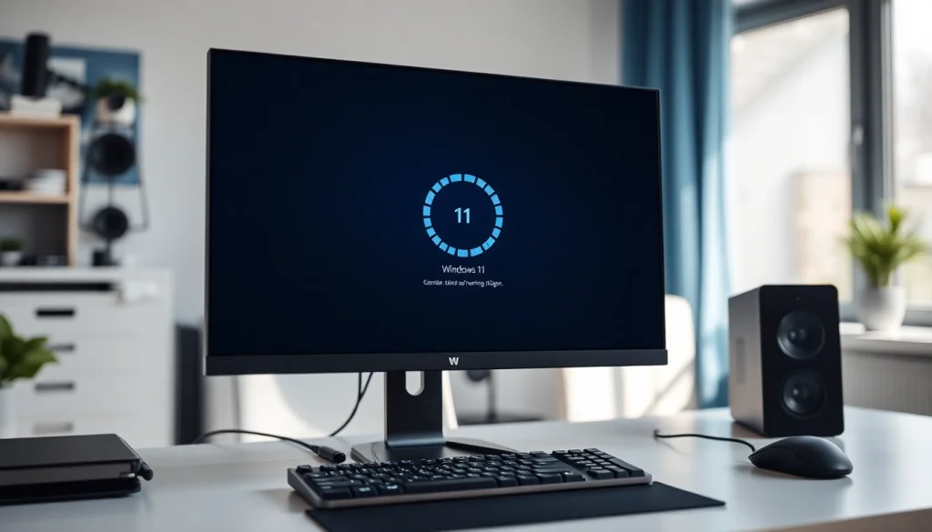 Fix Windows 11 slow startup through a sleek and efficient tech setup displayed on a computer screen.