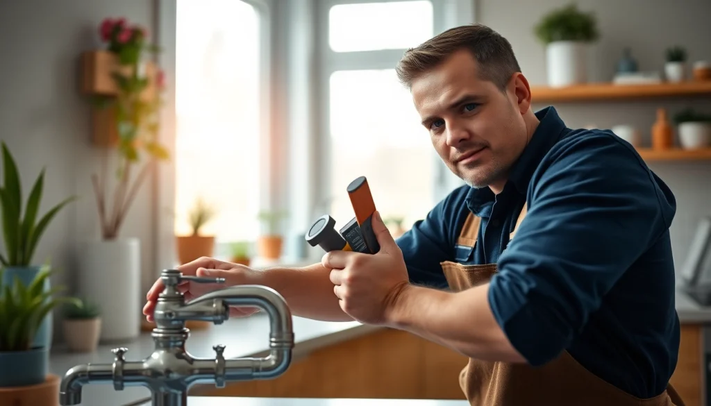Skilled plumber demonstrating expert service with plumbing Lacey Wa in a cozy kitchen setting.