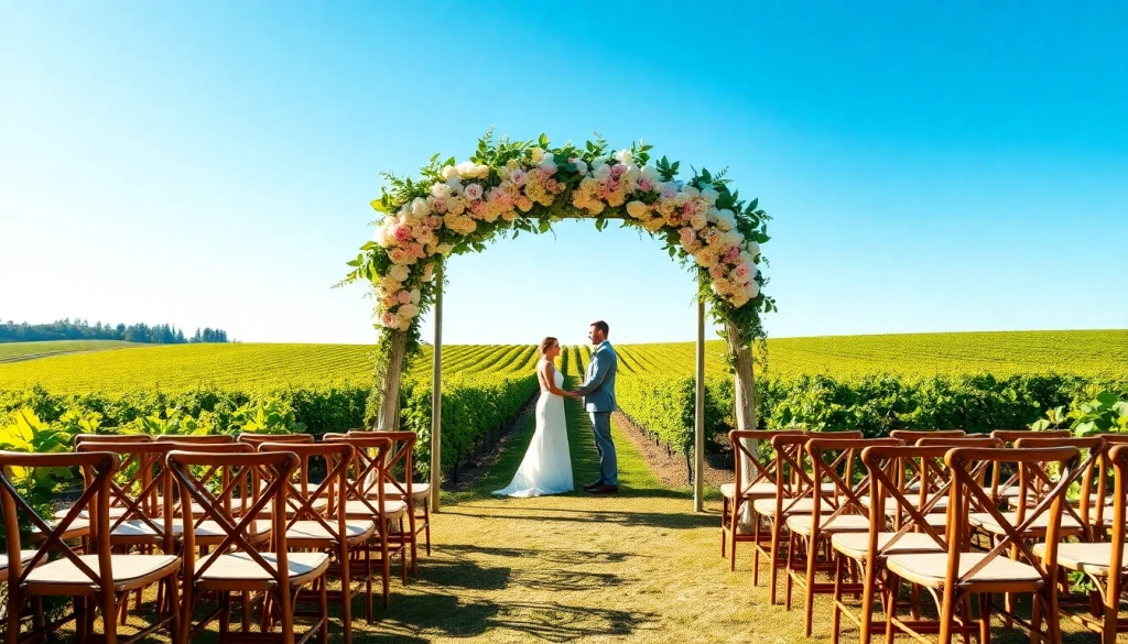 Experience stunning Clarksburg Wedding Venues surrounded by lush vineyards and romantic decoration.