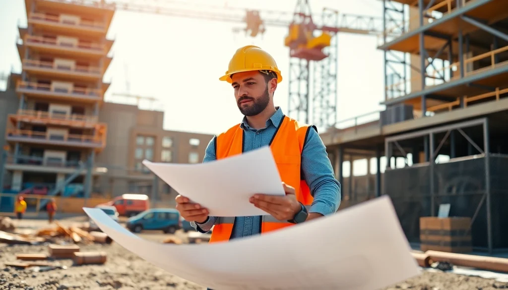 Careers in construction being illustrated by construction workers collaborating on-site.